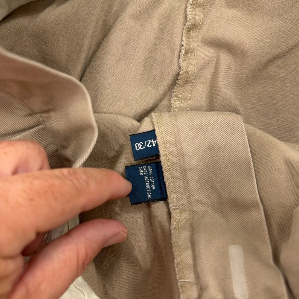 Vintage Polo Ralph Lauren Hammond Pant Pleated Cuffed Chino Khaki Tan Mens 42/30